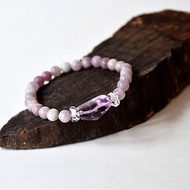 手製天然紫雲母配紫水晶寶石手鍊 // 天然寶石 個性手環