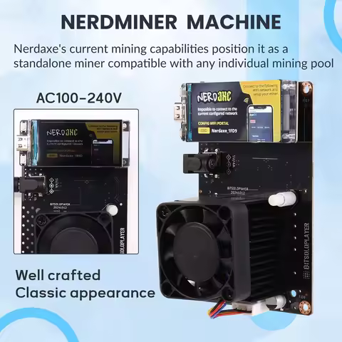 Nerdaxe Nerdminer Miner Bitaxe 500Gh/S Solo Lottery BTC Miner BM1366 ASIC Chip Lottery Mining Miner-