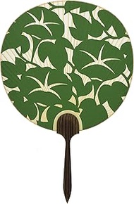 Shiomi Dan Fan, Made in Japan, Uchiwa Chiyozo (Green), Single Sided Watermark 2101, 9.8 x 14.6 inche