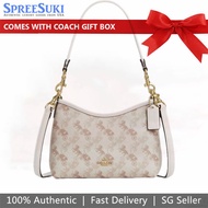 Coach Handbag In Gift Box Horse-drawn carriage print LAUREL small shoulder bag Truffle White # CV970