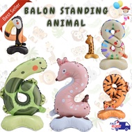 Jumbo Animal Number Standing Foil Balloons Large Animal Number Character Stand Foil Balloons Size 60