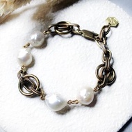 VIIART。雲端 。天然巴洛克海膽珍珠黃銅手環手鍊