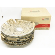 [Box of 6] Glass Plate Size 6 Inches For Fruit Dessert Snacks Ocean DIAMOND SAUCER 6 Inches; Box of 