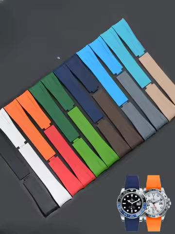 Silicone Arc Interface Fold Buckle Watch Strap for Rolex Green Water Ghost Daytona Seiko Casio Sport