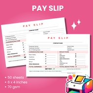 Pay Slip | Salary Slip | Cash Advance Form/Vale | petty cash voucher | 50 sheets
