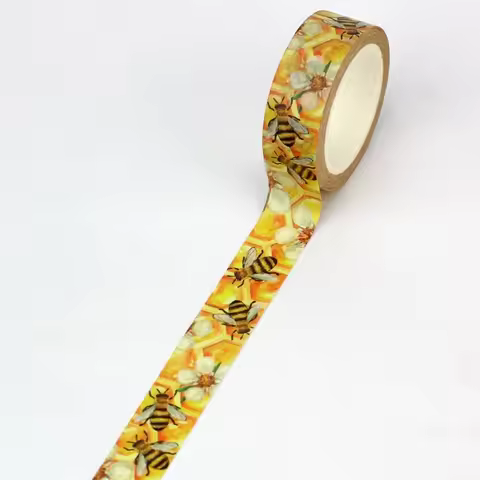 2024 NEW 1PC 10M Decor Hand painted hive with flowers and bees Washi Tape for Scrapbooking Diary Mas