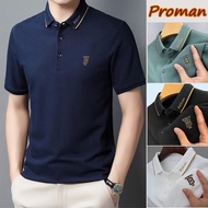【READY STOCK】ProMan kolar lelaki plus size baju polo lelaki  tshirt berkolar Men's  ice silk Busines