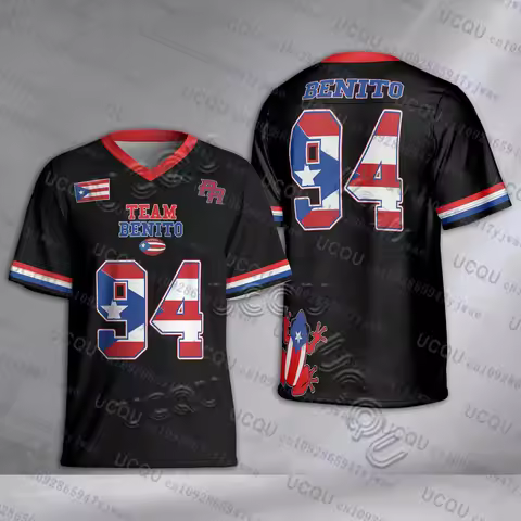 Puerto Rico Team Benito No.94 Football Jersey Bad B-unny Rugby Tshirt Summer Breathable Trendy Unise