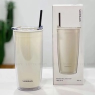 Ly nhựa 2 lớp kèm ống hút LOCKnLOCK 600mL- HAP524RED/HAP523IVY