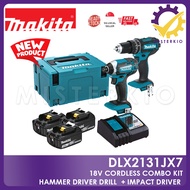 Makita 18V Cordless Combo Kit, DLX2131JX7, Hammer Driver Drill & Impact Driver With Case