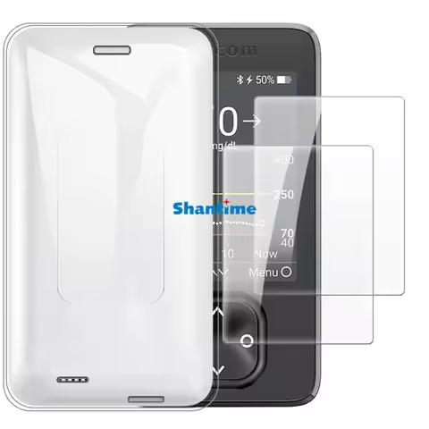 Soft Case + 2 Pack Tempered Glass Screen Protectors for Dexcom G7 Full-Body Protection