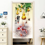 AUZ407 Chinese fabric craft door curtain Chinese style household kitchen and bedroom toilet feng shui partition curtain half curtain punch-free