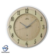 Seiko AHS558B Gold Dial Wooden Case Quiet Sweep Silent Movement Wall Clock