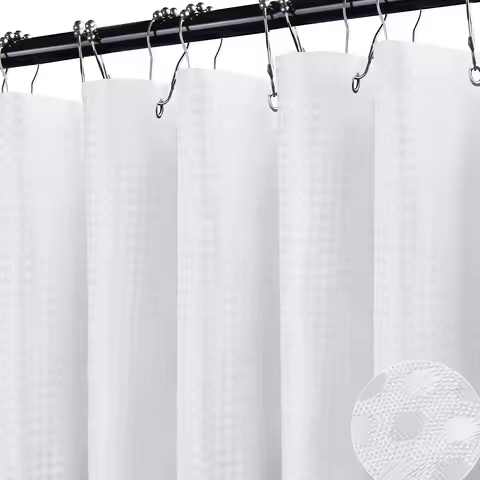 Shower Curtain for Bathroom with Metal Hooks Waffle Shower Curtain 180x180CM Bath Curtain for Wet Ro