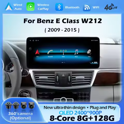 Wireless CarPlay Android 14 For Mercedes Benz E Class W212 2009 - 2015 Car Multimedia Player Navigat