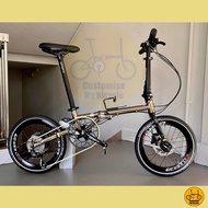 Fnhon Gust 18” • 9 Speeds Shimano • Litepro Schwalbe • Foldable Folding Foldie Folding Bike Bicycle • 16” Inch 349 • Titanium Gold • Velocity Fnhon Blast Gust Tornado Dahon Tern Bifold • Customise My Bicycle •