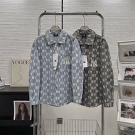 🌟誠信商家🌟MLB男女復古幾何老花牛仔襯衫 全棉水洗 時尚寬鬆 情侶同款