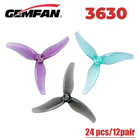 24 pcs/12pair Gemfan Hurricane 3630 3-Blade 3 Holes PC Propeller W/adapter For FPV Freestyle 3.5inch