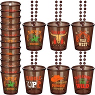 Yinkin 12 Pcs Cowboy Shot Glasses Necklace Western Themed Party Decorations Shot Glasses on Beaded N