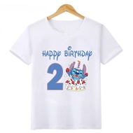 Disney Disney Lilo Stitch Happy Birthday Children's T-Shirt Women's Clothing 1 2 3 4 5 6 7 8 9 Years