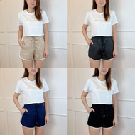 (JANUARY BRAND) SMLXL2XL Women's High Waist Short pants女装高腰短裤罗马弹力面料后腰伸缩裤头-JN5422