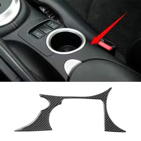 Carbon Fiber for Nissan 370Z Z34 2009-UP Center Console Water Cup Panel Trim Cover Car Interior Acce