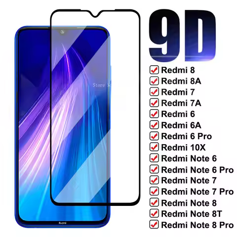 9D Protective Glass for Xiaomi Redmi 8 8A 7 7A 6 6A K20 K30 Tempered Screen Protector Redmi Note 8T 