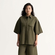 AURI Utility Oversized Linen Blend Shirt | S/L/2XL | UNISEX | AG51229-WT