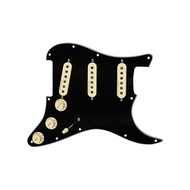 Fender Guitar Parts Pre-Wired Strat Pickguard, Vintage Noiseless SSS, Black 11 Hole PG