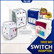 ME LMX 3 Way Adaptor Universal Travel Plug 13A Switch Socket Adapter Suis Plug Soket with Neon Light