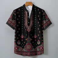 Ethnic Totem Polo Shirt For Men Luxury Retro Short-sleeved Shirt Modern Barong Shirt Plus Size Full 