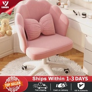 【Ready stock】Swivel Dressing Chair Lounge Backrest Chair With Wheels Hydraulic Adjustable Height Eam