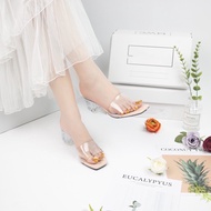 High Heels With Transparent Bands And Heels In Cylinder Shape 5Cm On The Feet Luxurious