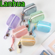 LANHUA Mesh Storage Bag, Mesh Handheld Coin Purse, Dopamine Color Organizer Large Capacity Small Mak