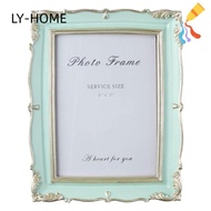 LIAOYING Vintage Picture Frames, for 5x7 inch Picture White Gold Room Decor, Gorgeous Light Blue Gre