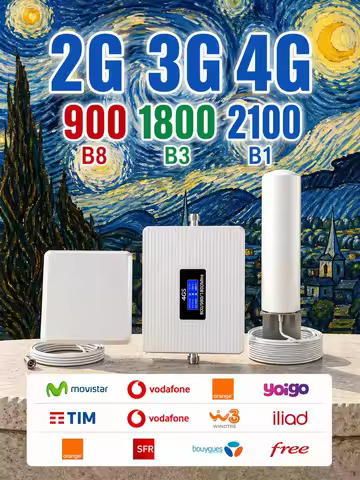 360 Omni or LOG Antenna B8 B3 B1 Cellular Amplifier 900 1800 2100 LTE DCS 4G Signal Booster Full Kit