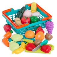 Battat Play Food for Toddlers with Farmers Market Basket and Chopping Board, Toy Food for Kids Kitch