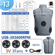 NEWS USB 12V/5V 4Fan Couples Summer Breathable Cooling Vest Sleeveless Fan Air Conditioner Jacket He