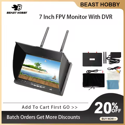 LCD5802D 5802 5.8G 40CH 7 Inch Raceband FPV Monitor 800x480 With DVR Build-in Battery Video Screen F
