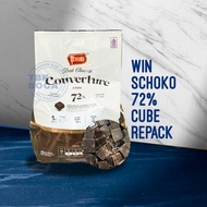 (Repack) Win Schoko 72% Cube (100, 250 gr) Dark Couverture Premium Cubic Chocolate Cube