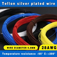Teflon Silver-Plated Wire 28AWG Wire Diameter 0.8mm FEP Teflon High Temperature Resistant Wire, Thin