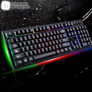 RGB LED Gaming Keyboard Mechanical Feel USB Wired 104 Keys