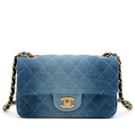 Chanel Blue Quilted Denim Mini Timeless Classic Single Flap Bag Gold Hardware, 2024