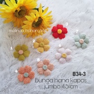 Code: B34-3 HANA FLOWERS JUMBOKapas Size 4.5 cmPrice: Rp. 3,000 /pcsRp. 30,000/ 12 pcs Can mix color