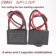 Electric fan Hongyun fan start CBB61 3UF + 1.2UF 250V 400V 4 wires double 2 capacitor H