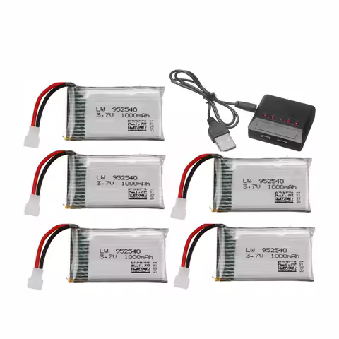 3.7V 1000mAh 25c Lipo Battery + 5in1 Charger for Syma X5 X5C X5SC X5SW TK M68 CX-30 K60 905 V931 RC 