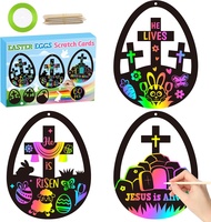 Easter Eggs Cross Scratch Cards Ornaments 60Pcs DIY Magic Scratch Paper Art Crafts Kit Christian Jes