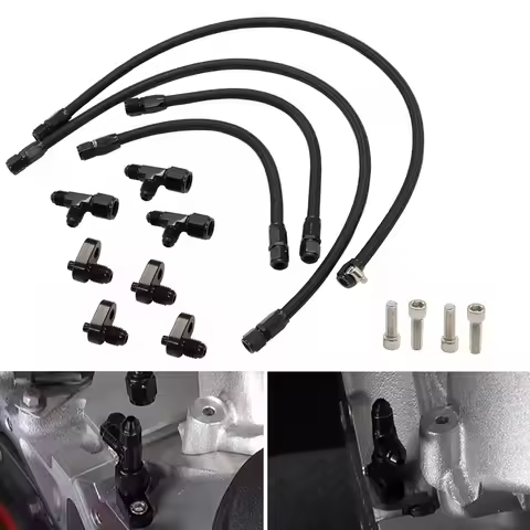 AN4 Adapter Engine Steam Vent Hose Line Kit Stainless Steel Braided Line Hose For LS LSX LS1 LS2 LS6