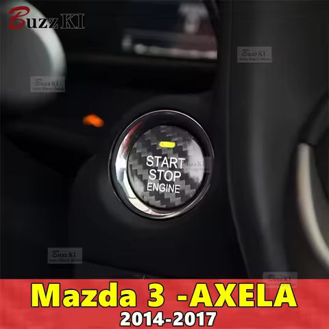 2014 2015 2016 2017 For Mazda 3 AXELA Mazda3 Car Engine Start Stop Button Cover Real Carbon Fiber St