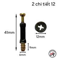 Chốt cam liên kết gỗ ốc cam âm 3 thành phần và 2 chi tiết d12 d15 OC3TP